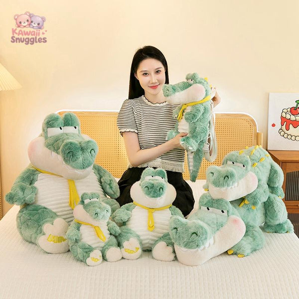Cute Soft Green Giant Crocodile Plush Toy – Fluffy Alligator Pillow