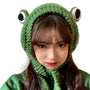 Frog Headband Hat Cute Crochet Knitted Headband Big Eye Frog Cap
