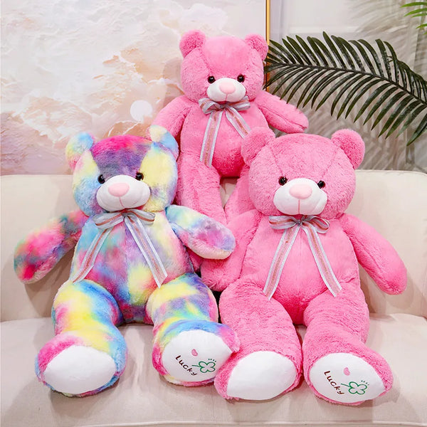 Cartoon Pink Rainbow Colors Teddy Bear Plush Doll – Where Color Meets Cuteness | Kawaii Snuggle