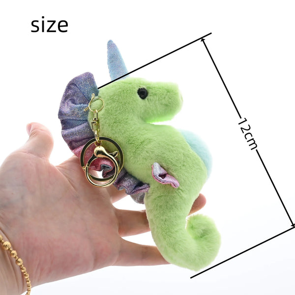 12cm Cute Seahorse Plush Toy Soft Sea Animal Hippocampus Doll Keychain Pendant Backpack Birthday Gifts