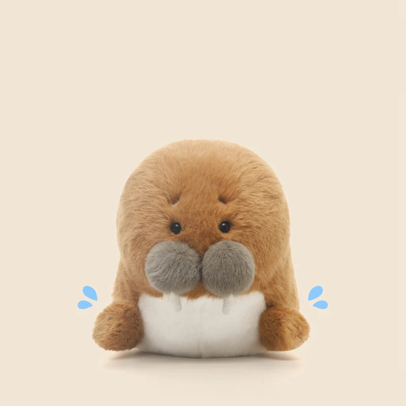 Adorable Cartoon Walrus Plush – Soft Brown Pillow Toy for Kids' Room Decor and Gift