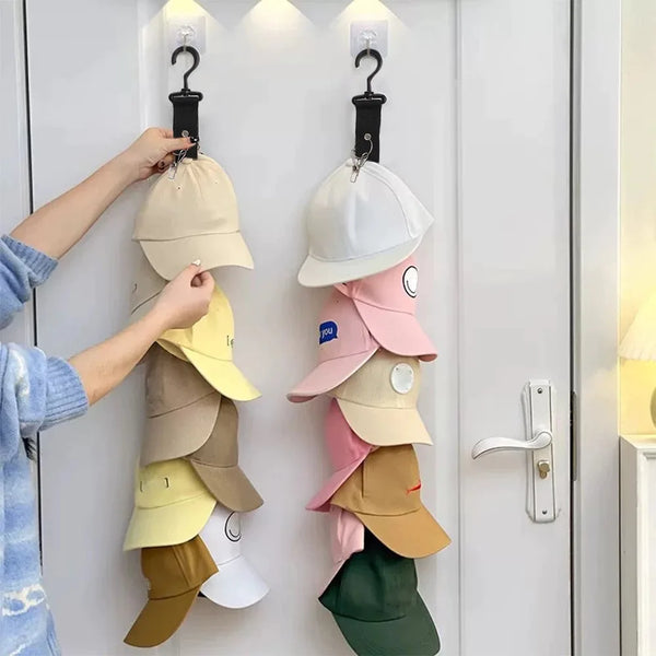 Hat Storage Rope Organizer with 8 Clips for 16 Hats