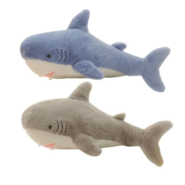 Blue Narwhal and Grey Shark Plush Toys – Soft Sea Animal Pillows