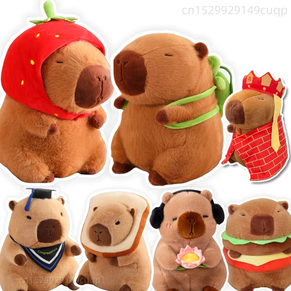 Capybara Cosplay Plush Series – Strawberry, Turtle, Poop, Hamburger