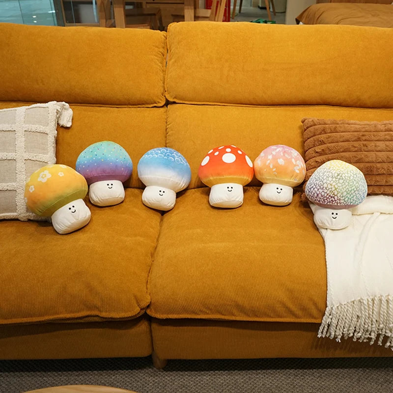 Kawaii Mushroom Plush Pillow Stuffed Colorful Color Plant Cushion