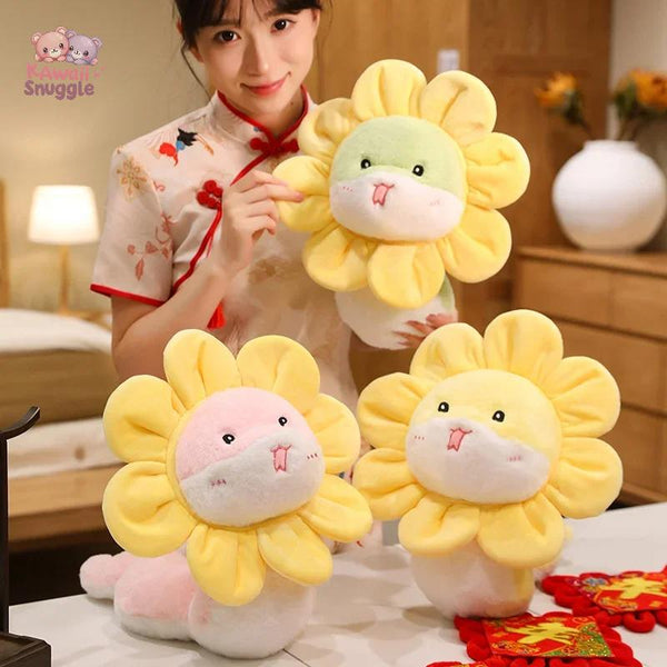 Sunflower Snake Plush – A Blooming Twist on Cuddly Comfort