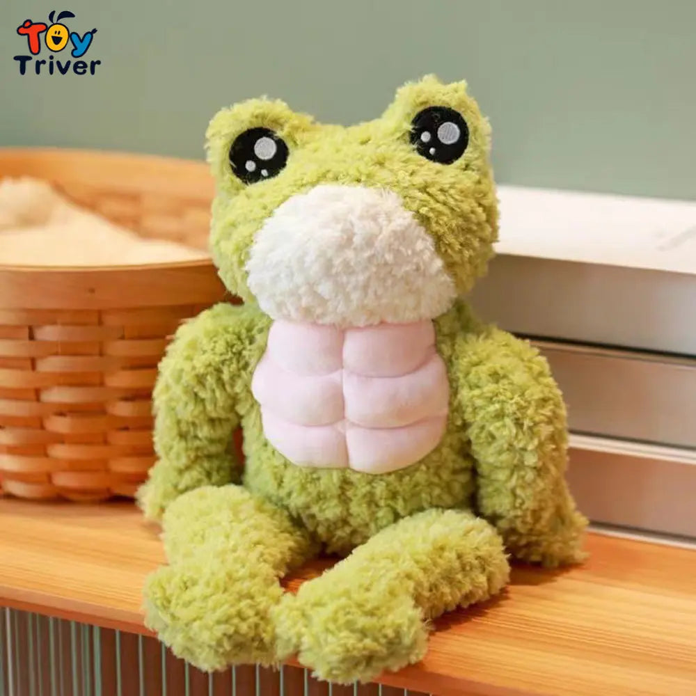Cute Fitness Muscle Frog Plush Toys Soft Funny Frogs Stuffed Animals