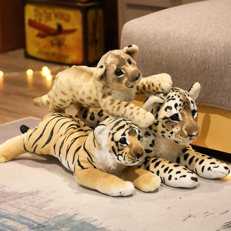 Simulation Lion Tiger Leopard Plush Toys – A Wild World in Soft Form