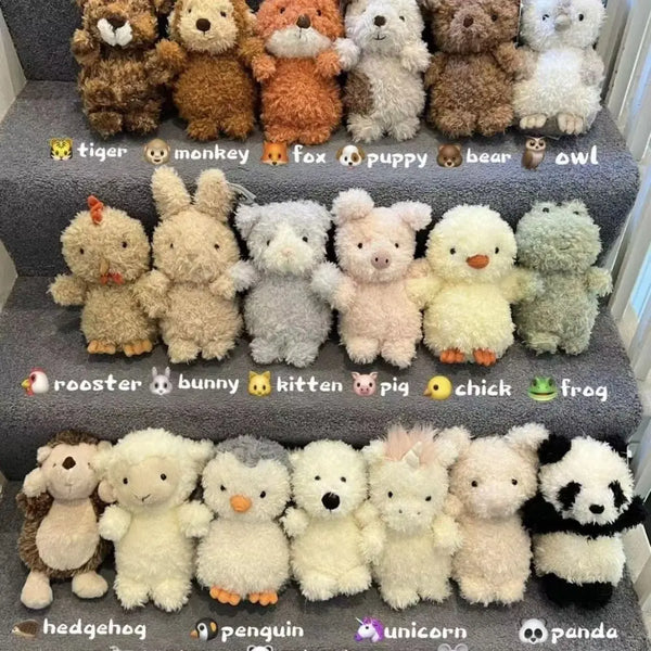 Kawaii Fox Owl Pig Lamb Chick Duck Furry Plush Toys Cute Soft Birthday Gifts