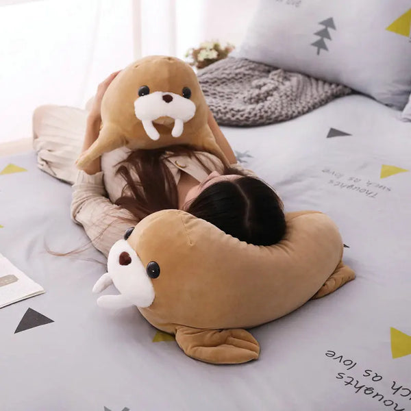 Kawaii Walrus Plush Pillow – Soft Sea Lion Stuffed Toy Gift