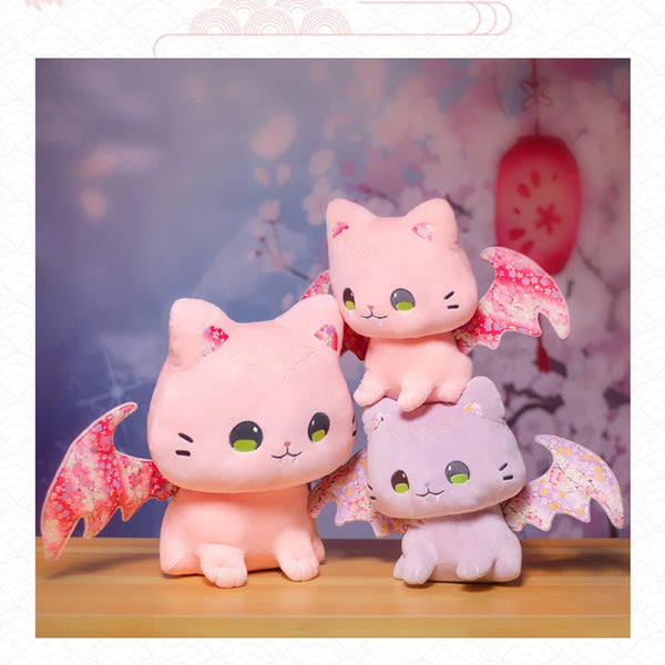 Cute Pink Sakura Cat Plush Toy – Adorable Flying Bat Plush for Gifts