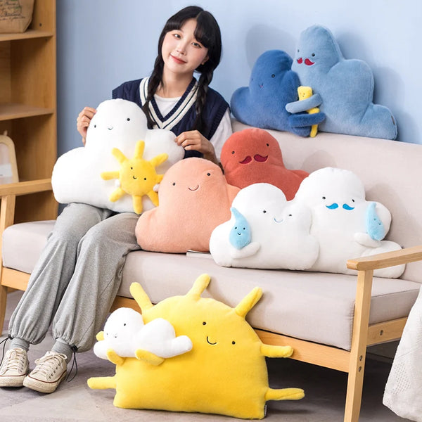 Cartoon Sun Moon Raindrop Throw Pillows Cushion – A Cloud Family Full of Cuteness and Comfort
