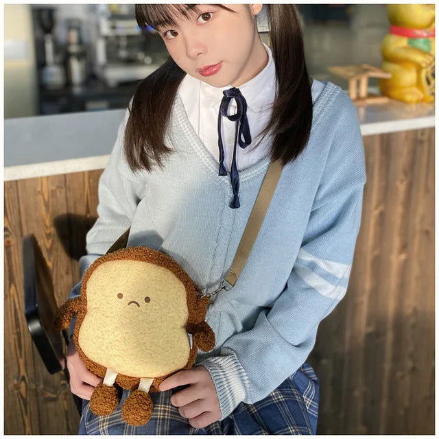 Simulation Kawaii Bread Toast Backpack Plush Toy – A Deliciously Cute Carry Buddy