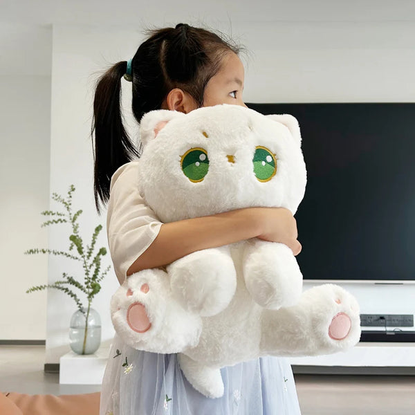35cm White Plush Cats Toys With Green eyes Kawaii Cats Toys For Kids Baby Girls Cuddly Toy Lovely Children Gifts