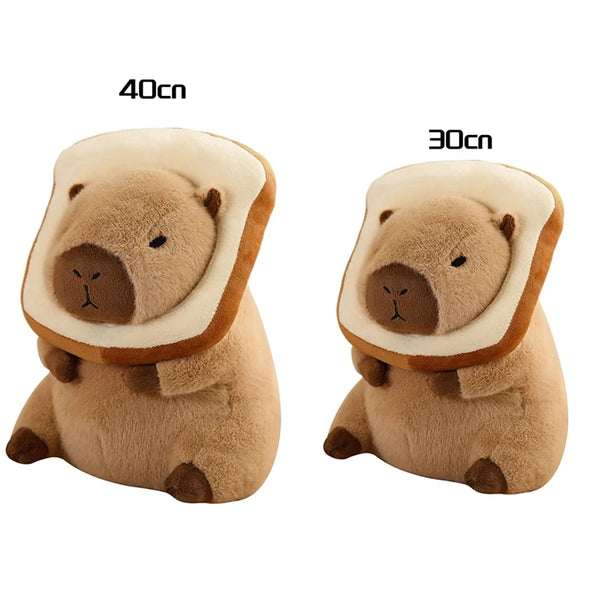 Capybara Toast Plush Toy – Kawaii Capybara Pillow with Removable Bread Hat
