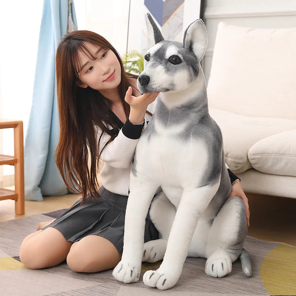 High Quality Big Simulation Dog Plush Toy Stuffed Lifelike Husky Dog Puppy Doll