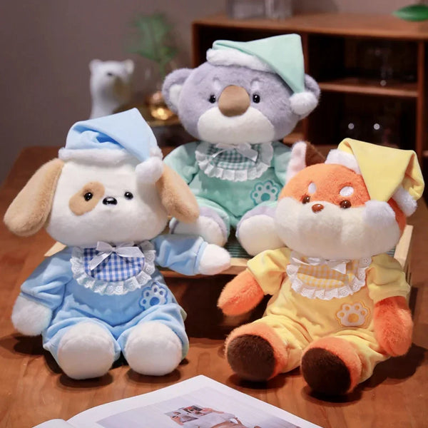 Cartoon Animal Pajamas Plush Toy – Cozy Dog, Fox & Koala Dolls
