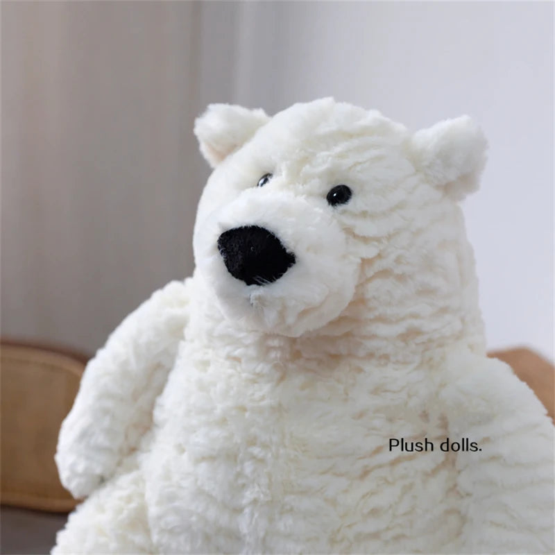34cm Cute Polar Bear Doll Stuffed Animal Cartoon Furry White Bear Plush Toy Soft Appease Sleeping Plushies Gift For Girl