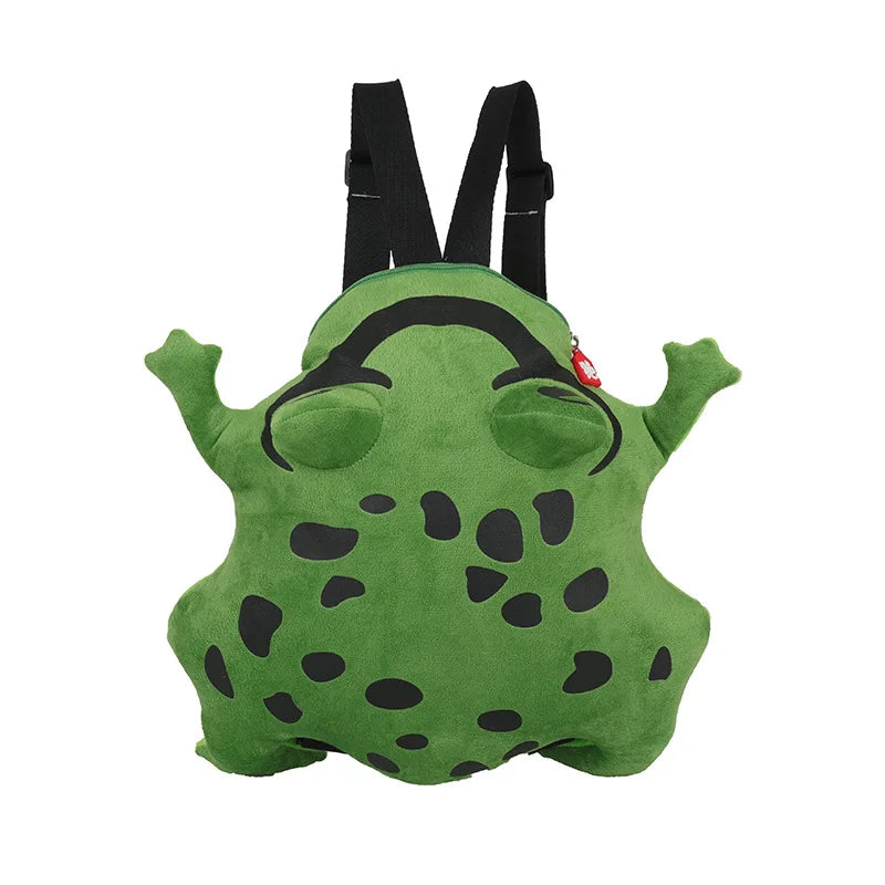 Women Funny Frog backpack net red plush frog bag ins girl cute schoolbag