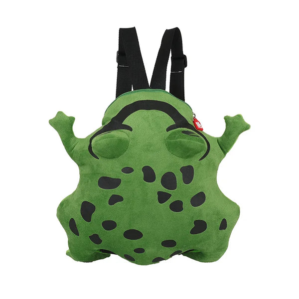 Women Funny Frog backpack net red plush frog bag ins girl cute schoolbag
