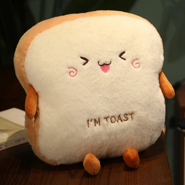 Plush Toast Pillow Cute Bread Stuffed Simulation Food Plushie Soft Warm Hand Pillow