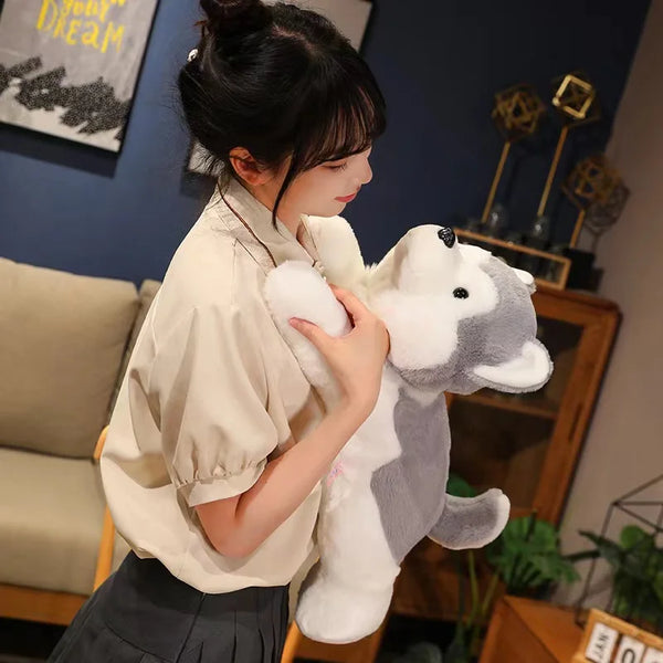 Cute Dog Puppy Husky Pillow Plush Toy Cute Animal Stuffed Doll