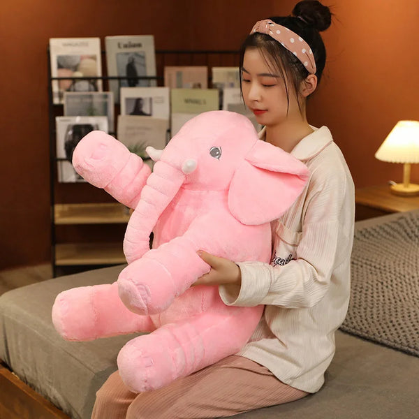1Cute Plush Elephant Doll Toy Kids Play Back Cushion Cute Stuffed Elephant