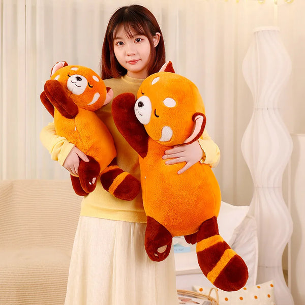 Lying Style Red Panda Plushie – Soft Fluffy Anime Animal Hug Pillow for Kids