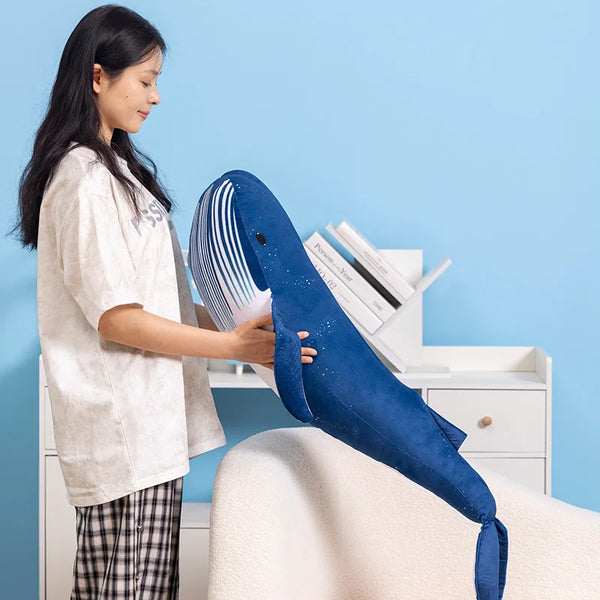 Large Size Blue Whale Plush Pillow Huge Bed Sofa Plush Cushion Cartoon Sea Animal