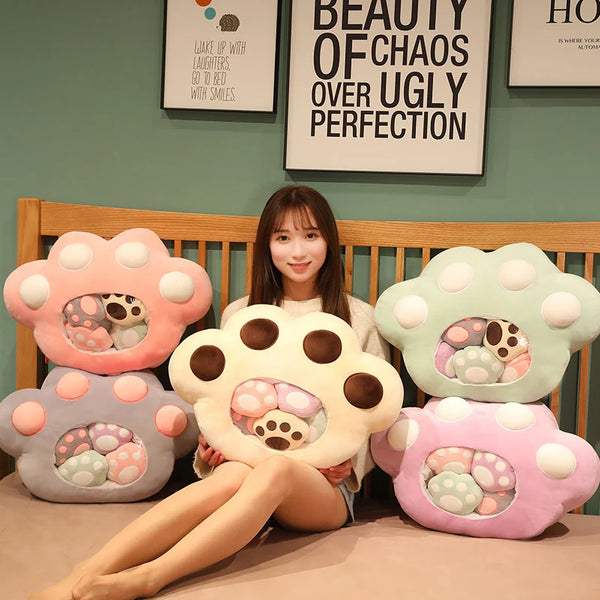 5pcs Snack Pudding Cat Paw Plush Toys Gift Set