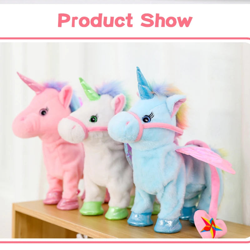 Plush Unicorn Toys for Girls Kids Walking Talking Plush Electric with Music Toy