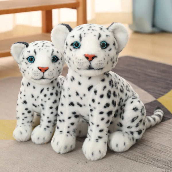 28/32cm Simulation White Leopard Lifelike Animal Plushie Sitting Spotted Leopard Nice Gifts For Friends Home Decro