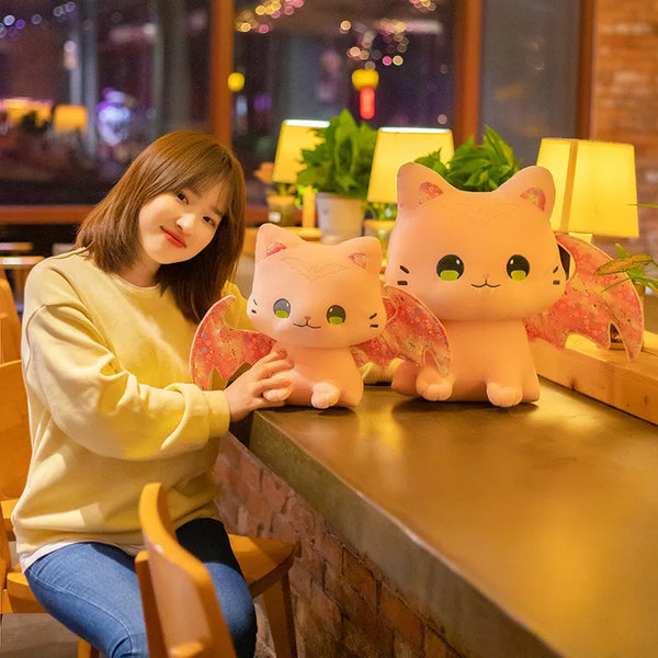 Cute Pink Sakura Cat Plush Toy – Adorable Flying Bat Plush for Gifts