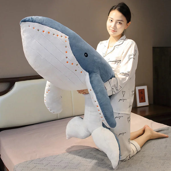 Giant Size Whale Plush Toy Blue Sea Animals Stuffed Huggable Shark