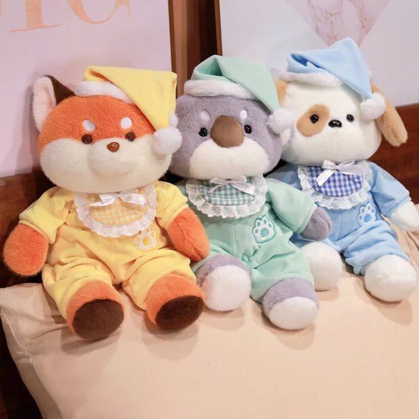 Cartoon Animal Pajamas Plush Toy – Cozy Dog, Fox & Koala Dolls