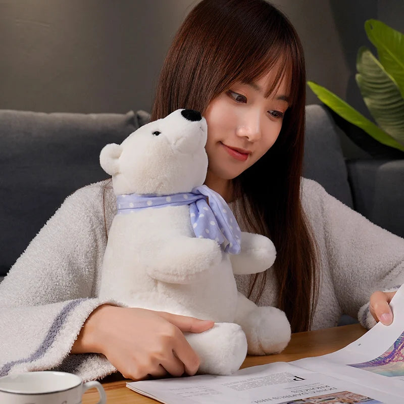 Lovely Polar Bear Plush Toys Cute Soft White Bears With Scarf Dolls