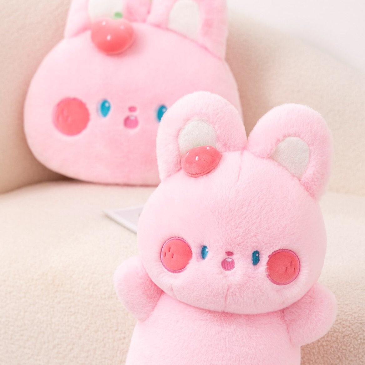 Buttons the Fluffy Pink Bunny Plushie