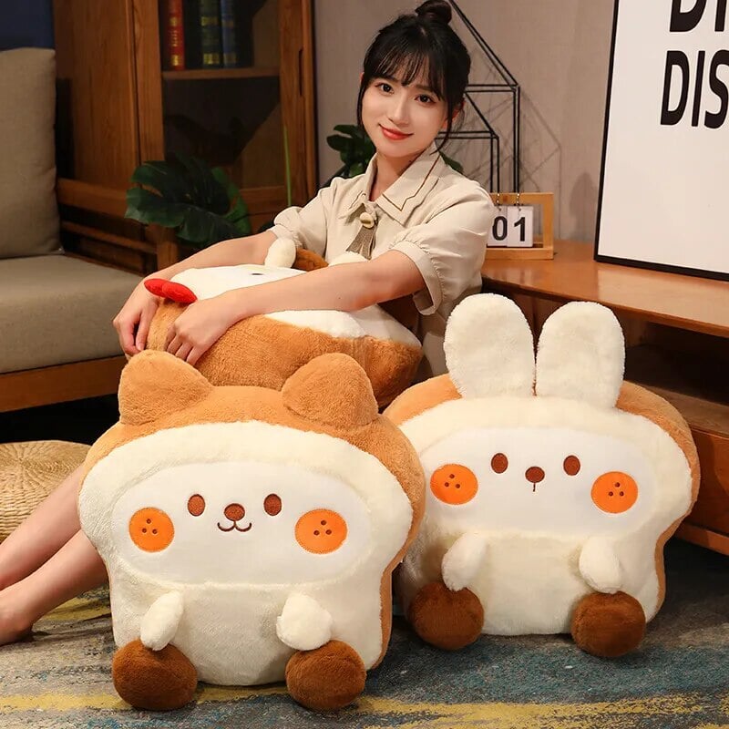 Fluffy Bunny Dog Chicken Toastie Bread Plushie