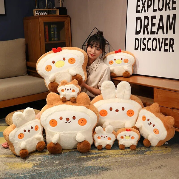 Fluffy Bunny Dog Chicken Toastie Bread Plushie
