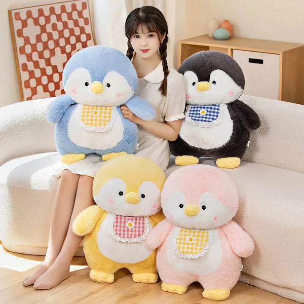Fluffy Penguin Squad Plushies with Bib
