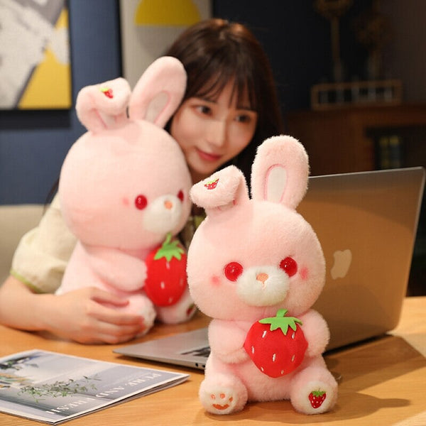 Pink Strawberry Bunny Rabbit Plush