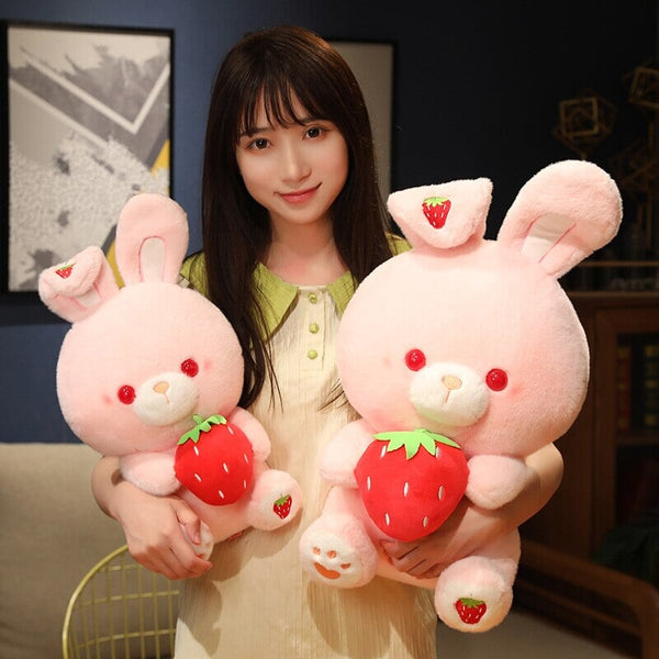 Pink Strawberry Bunny Rabbit Plush