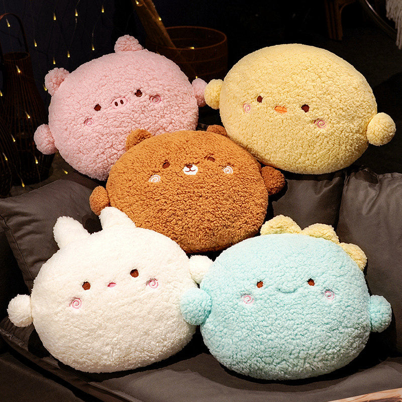 Round Fluffy Animal Pillow Plushie Collection