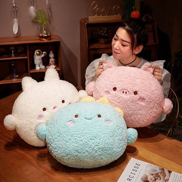 Round Fluffy Animal Pillow Plushie Collection