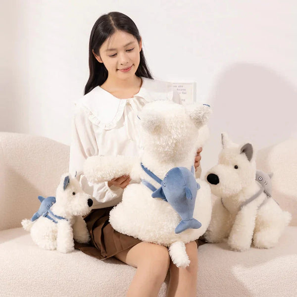 Schnauzer Dog With Shark Bag Plush