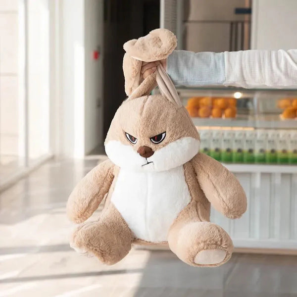 Spike the Angry Beige Fluffy Bunny Plushie