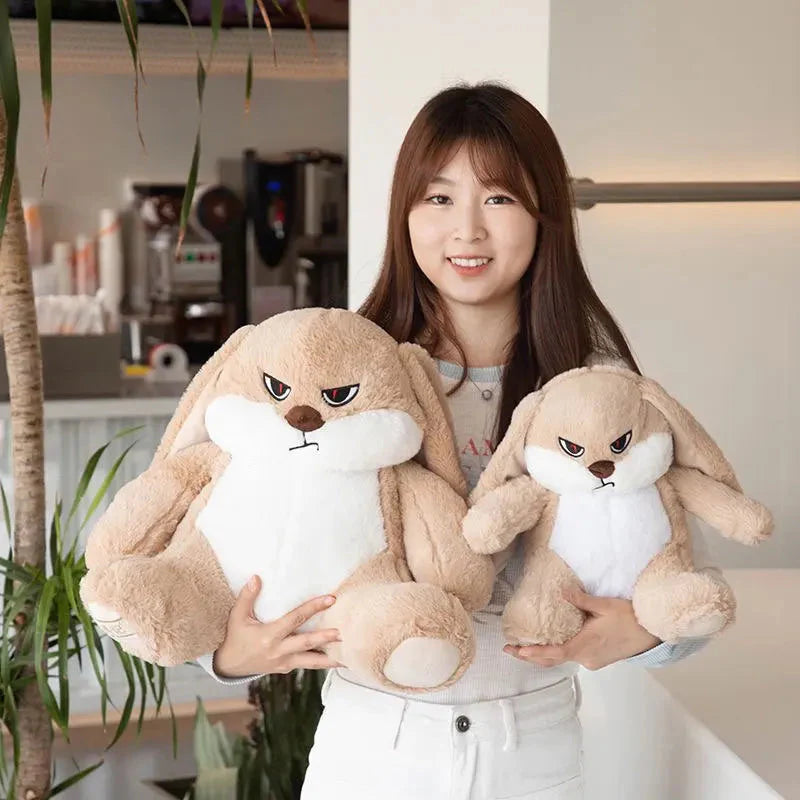 Spike the Angry Beige Fluffy Bunny Plushie