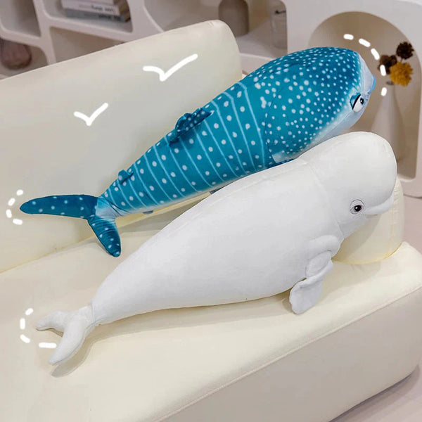 White Beluga Blue Whale Shark 75cm Plushies