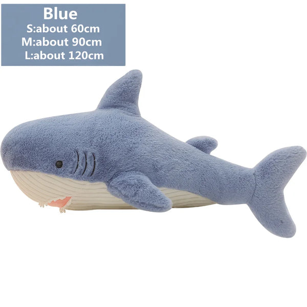 Blue Narwhal and Grey Shark Plush Toys – Soft Sea Animal Pillows