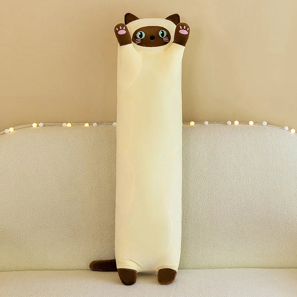 Ultra Soft Cat Plush Long Pillow Down Cotton Stuffed Cartoon Kitten Cats Doll Plushie